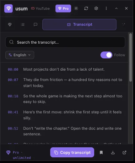 Searchable transcript