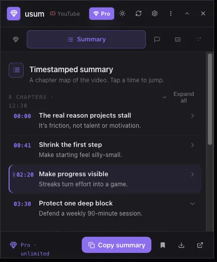 Timestamped chapters