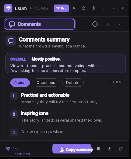 Comments summary