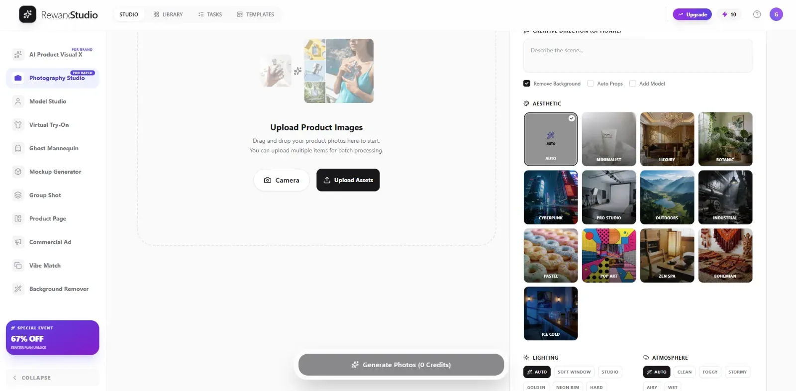 Rewarx studio Dashboard